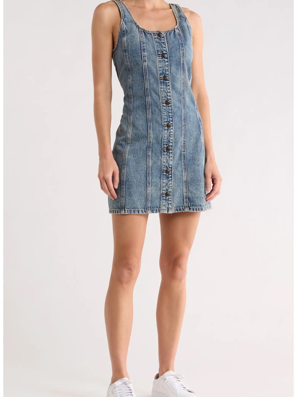 rag & bone Blue Denim Button-Front Midi Lorraine Dress